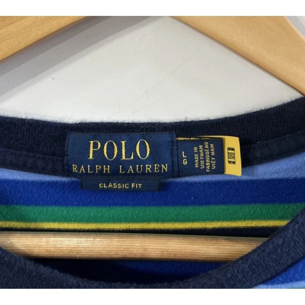 Mens Polo Ralph Lauren Stripe Classic Fit Pocket T Shirt Casual Shirt Large